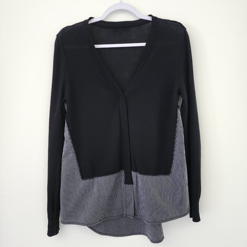 Cárdigan suéter Madewell de algodón con botones para mujer talla S negro gris camisa cola - Imagen 3 de 7