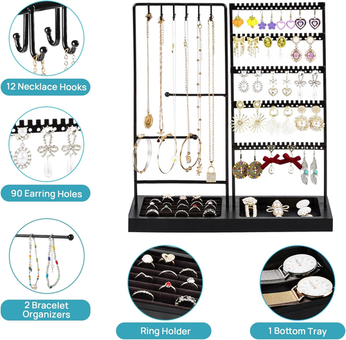 Jewelry Holder Organizer Stand Tree for Earring Necklace Ring Bracelets Display - Picture 4 of 12