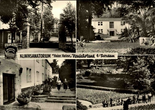 Potsdam Clinic Sanatorium Heinr. Heine Neufahrland b/w GDR multi-picture postcard - Picture 1 of 2