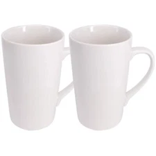 Belinlen 2 Pack 16 OZ Coffee Cup Simple Pure White Ceramic Cup Plain Large Ta...