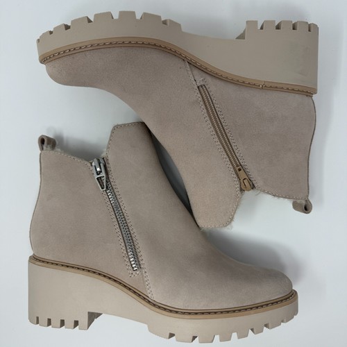 Dolce Vita Hollyn Booties Boots Natural Suede Fur Lined Women's 8 Beige NWOB - Picture 10 of 14