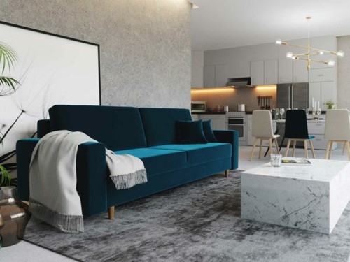 Sofa SOLO Couch Dunkelblau Rot Wohnzimmer SCHLAFFUNKTION Couch Gelb Grau - Bild 20 von 21