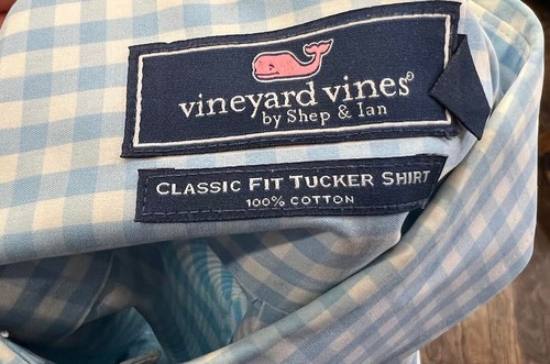 Vineyard Vines Classic Fit Tucker Blue Shirt Plaid Button Down Shirt Mens Small - Picture 6 of 8