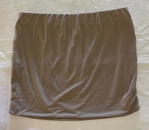 Inamorata Tan Beige Mini Skirt Size M | Soft Modal Jersey | Side Ruching | New - Picture 4 of 6