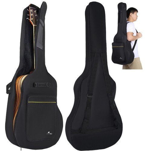 Gitarrentasche gepolstert Konzertgitarre Tasche Schutzhülle Rucksack Schwarz - Bild 2 von 9