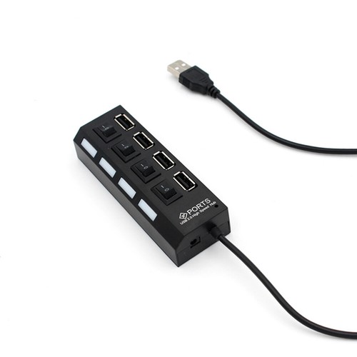 USB HUB 4 Sockets Independent USB 2.0 Divider(Black) USB Splitter - 第 2/11 張圖片