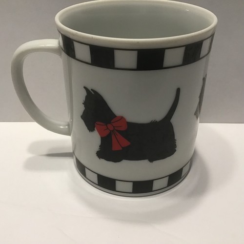 Dept 56 Scottie Dog Coffee Mug Cup Ceramic Scottish Terrier Red & Black 10 oz - Picture 1 of 4