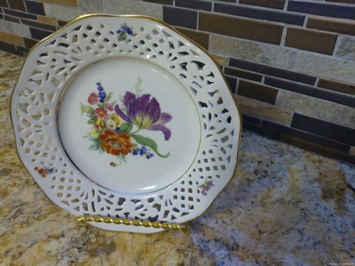 Vintage Netzteller Wien Floral handbemalt - Bild 7 von 7