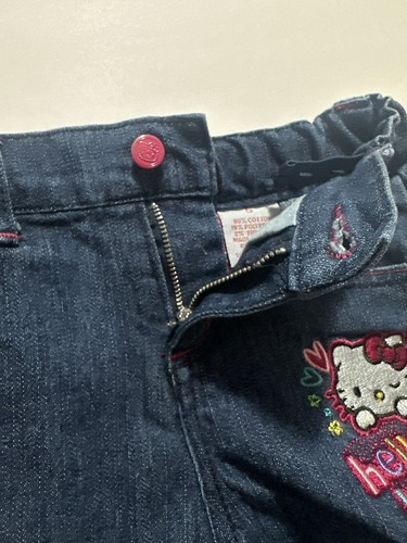 Vintage Y2K Sanrio Hello Kitty Denim bestickt Mini Jeans Shorts Mädchen 5 - Bild 11 von 12