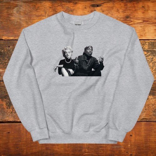 MARILYN MONROE TUPAC SHAKUR MOCKUP UNISEX POWER COUPLE SWEATSHIRT RAP HIP HOP - Picture 1 of 5