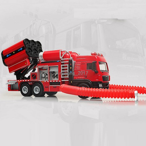 1/50 Smoke Exhaust Fire Truck Toy Model Diecast Fire Engine Friction Powered - Picture 6 of 11