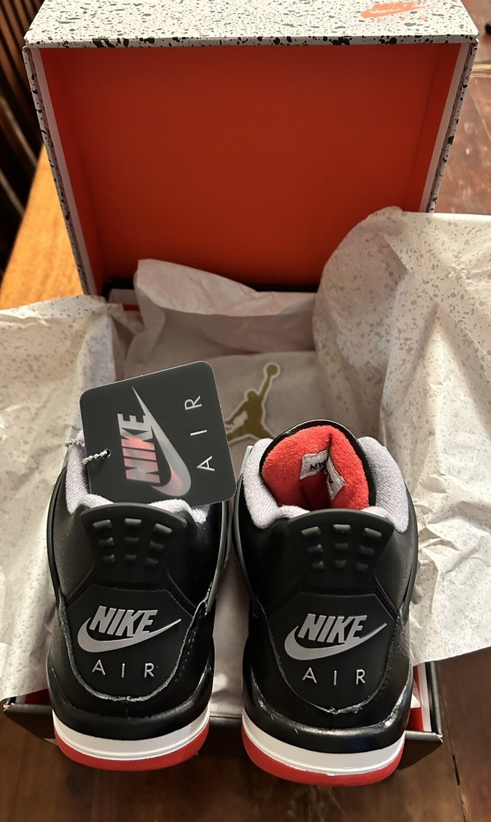 Air Jordan 4 Retro (GS) Black/Fire Red Cement Grey Size 4Y | eBay