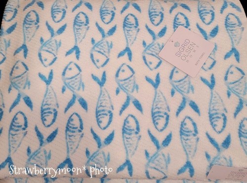 6pc Sigrid Olsen Coastal Tropical Blue Fish Bath Hand Tip Towel Set 100% Cotton - Picture 5 of 8