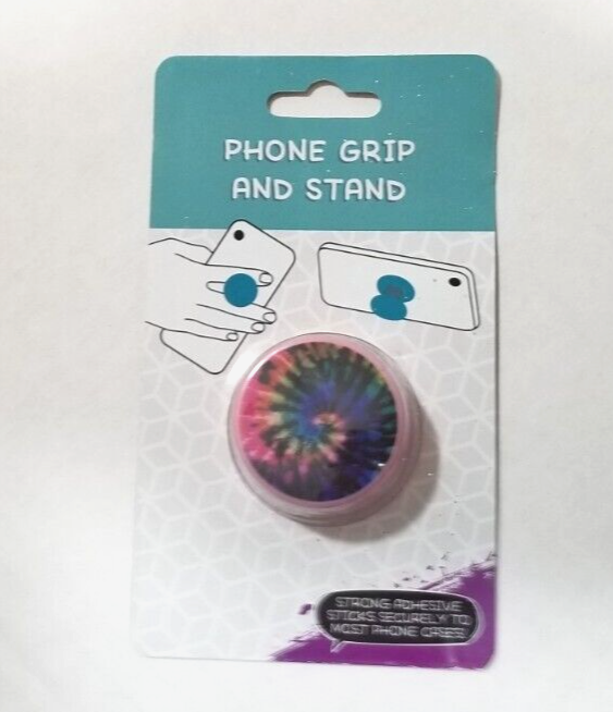 Extendable Plastic Cell Phone Grip & Stand Pink Burst of Color Adhesive Back NIP