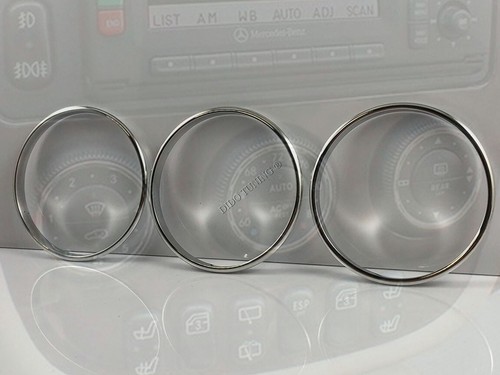 For Mercedes ML W163 01-05  Polished Aluminium Heater dash panel Surrounds Rings - Picture 2 of 9