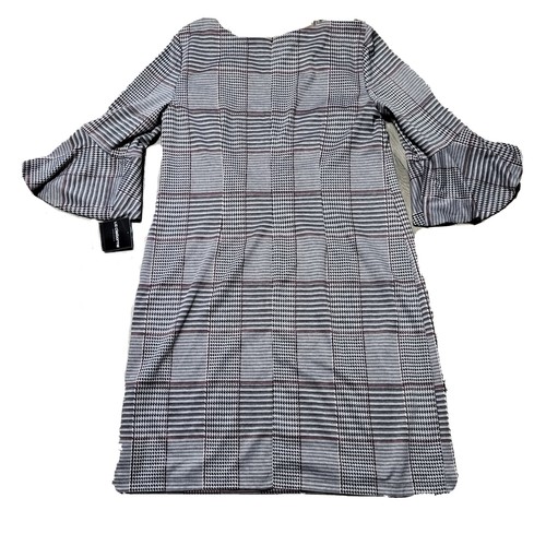 New Liz Claiborne Houndstooth Striped Dress Bell Sleeves Lined Womens Size 14 - Picture 2 of 7