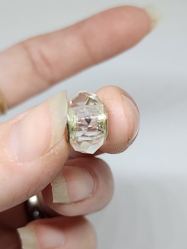 Vintage Silver Tone Rondelle Beads Crystal Lampwork Faceted Crystal Wide Opening - Picture 4 of 12