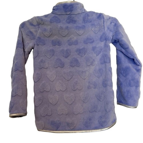 Juicy Couture Textured Heart Furry Purple Fleece Sweatshirt Silver Trim Girls 6 - Picture 2 of 6