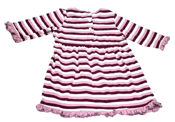 Hermoso Vestido Nautica Vintage Bebé Niña Rayas Flor Manga Larga 6-12 Meses Foto 3 de 3