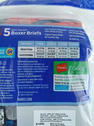 Hanes Boys' Tagless Boxer Briefs 5 Pair No Ride Up Comfort Flex Waistband New - Picture 9 of 9
