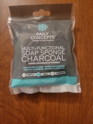 Daily Concepts CHARCOAL Multi-Functional Mini Soap Sponge NEW Travel Size 1.6 oz