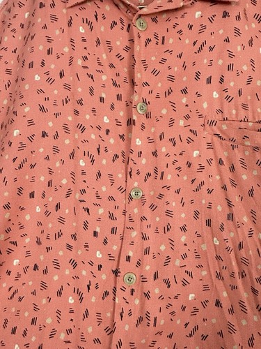 Nat Nast Mens Coral Pink Orange Button Up Patterned Shirt Size XL - Picture 2 of 7