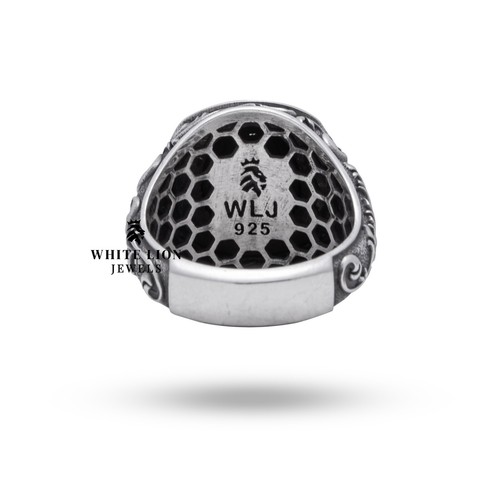 Calm Lion Biker Jungle King Leo Zodiac Animal 925 Silver Men Pinky Signet Ring - Picture 4 of 4