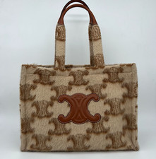 Celine Mohair Triomphe Large Cabas Tote Bag Thais Beige