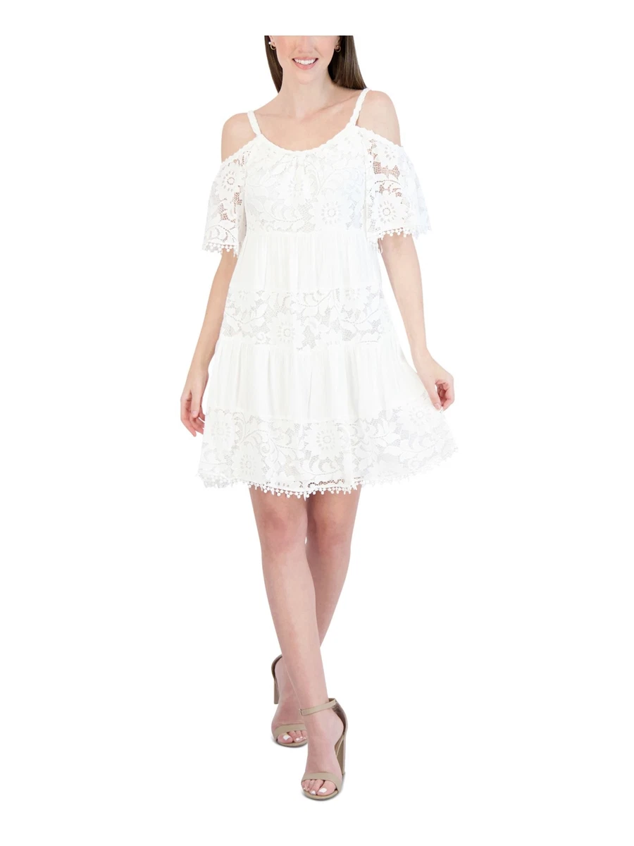 SIGNATURE BY ROBBIE BEE Womens White Lined Elbow Sleeve Formal Dress  Petites PM | eBay