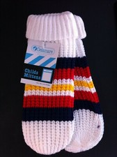 Girls or Boys Vintage Delamare Mittens. 100% Cosy Acrylic. White stripes Ref 019