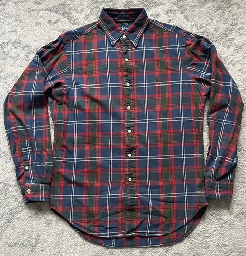 Polo Ralph Lauren Classic Fit Rot Marineblau Flanell Button Down Hemd Medium M