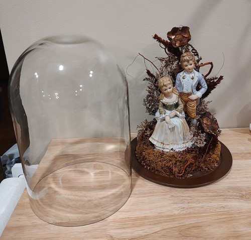 Vintage Kolonial Paar Figur, schwere Glasvitrine mit getrocknetem Laub *selten*LESEN - Bild 11 von 16