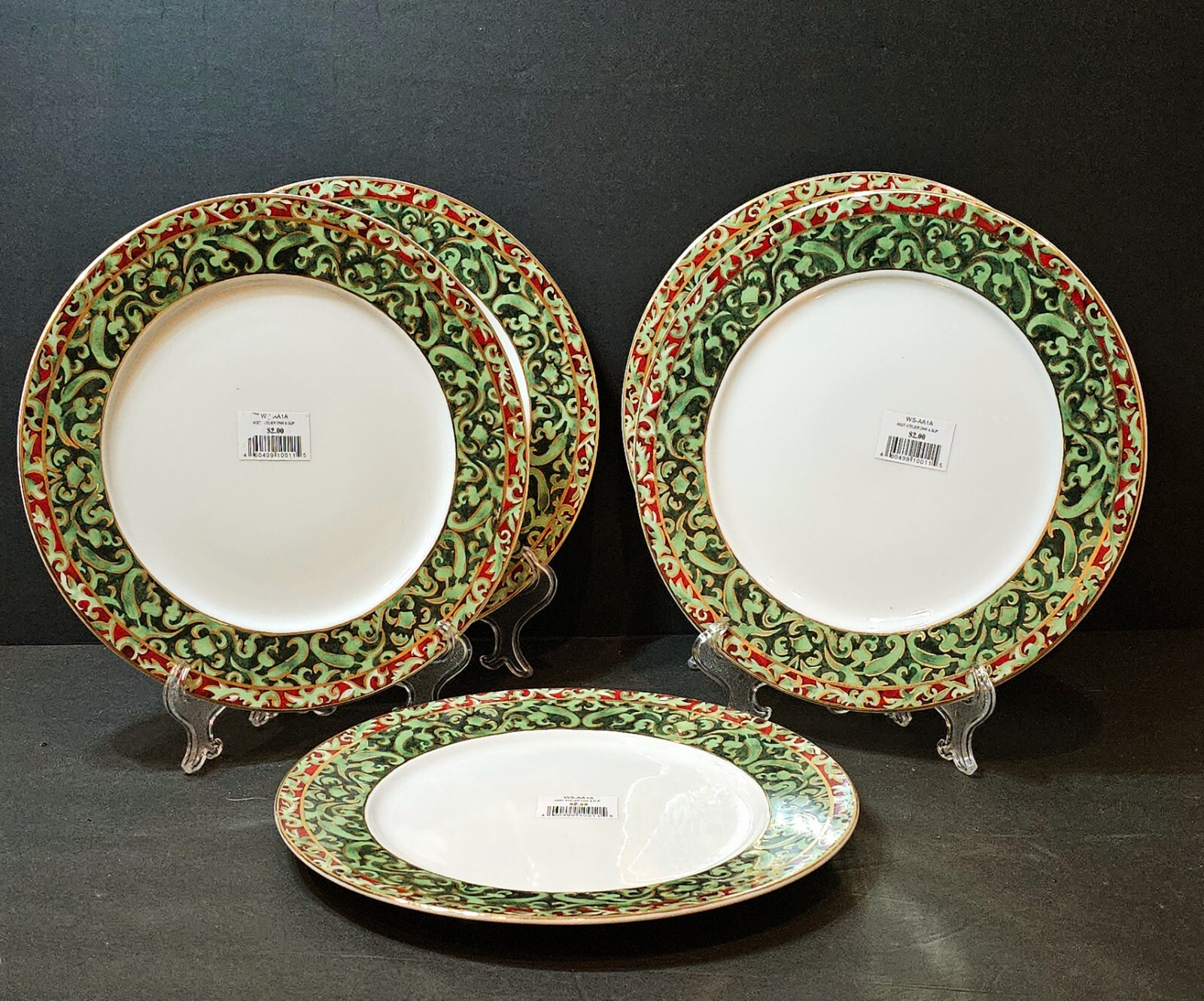 set-of-5-american-atelier-christmas-ornaments-5219-dinner-plates-ebay