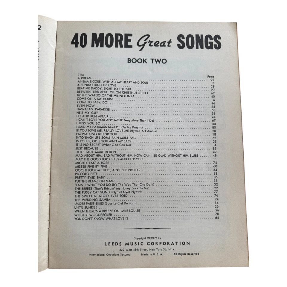 40 More Hits of Our Times Libro 2 Leeds Música Años 50 Guitarra Piano Ukelele Acordes Foto 3 de 4