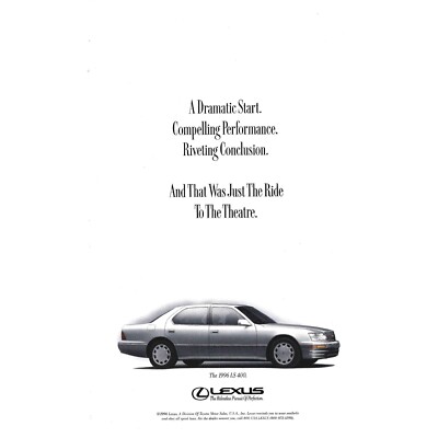 Lexus 1996 LS 400 Car Auto 1990s Vintage Print Ad | eBay