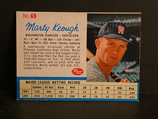 SHORT PRINT 1962 Post Cereal #69 Marty Keough Washington Senators SP