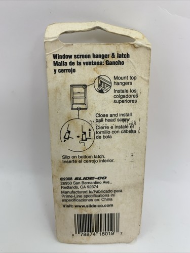 Slide-Co Window Screen Hanger & Latch Set, Qty. 1, # 1819  - Bild 2 von 3