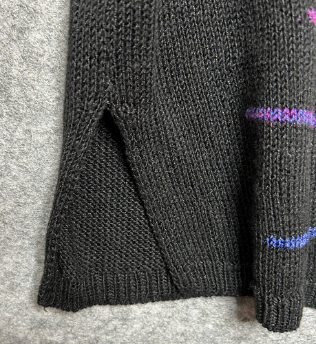 NIC+ZOE Sweater Womens Large Black Linen Blend Artsy Colorful Semi Sheer Tunic - Afbeelding 7 van 16