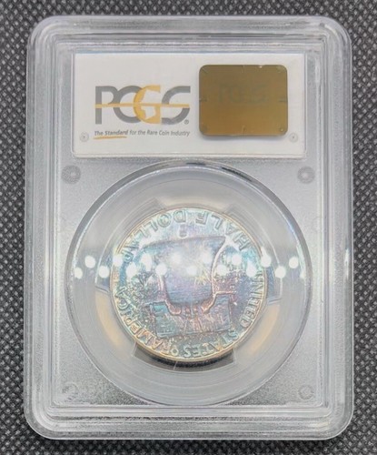 1954 50c Franklin Half Dollar PR63 Proof Rainbow Toned - Picture 3 of 4