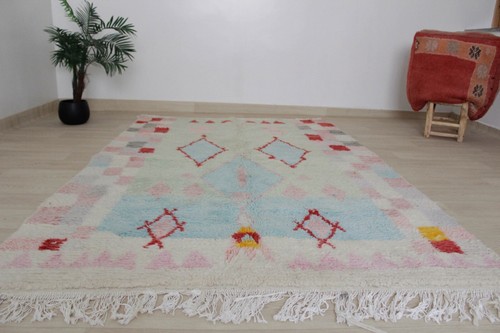 Handmade Boujaad Moroccan Rug 5'x7' Geometric Berber Wool Multicolor Area Carpet - Picture 2 of 10