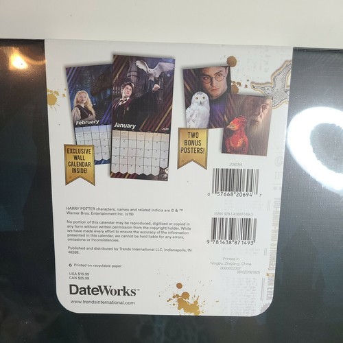 DateWorks HARRY POTTER 2020 WALL CALENDAR W/BONUS 2 POSTER FACTORY SEALED - Picture 5 of 5
