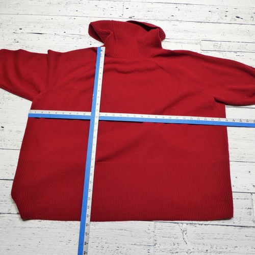 Athleta Merino Wool Cashmere Sweater Womens Size 1X Red Boxy Cowl Neck Cable - Picture 4 of 6