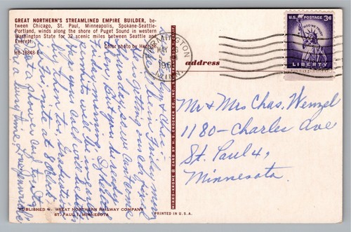 Great Northern RR Streamlined Empire Builder Fisherman Vintage c1961 Postcard - Picture 2 of 5