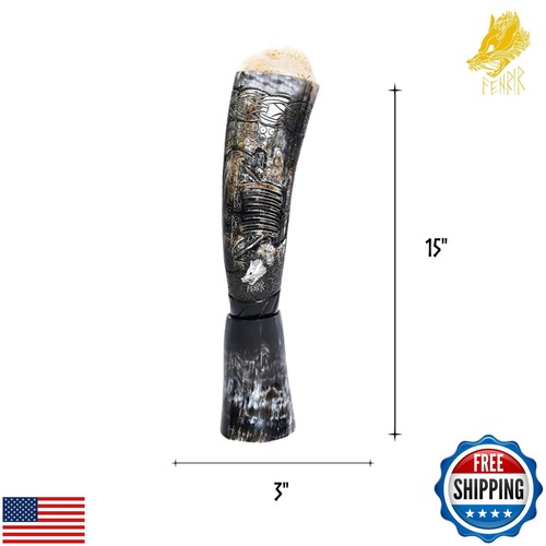Fenrir großes Wikinger Trinkhorn mit Ständer 16-18 Oz, Lederholster und Ha - Bild 5 von 5