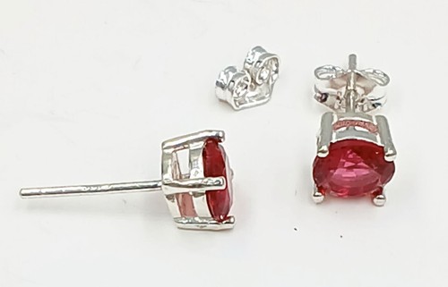 LAB CREATED 2.18 Cts RUBY STUD EARRINGS 925 Sterling Silver -MADE IN USA- NWT - Picture 5 of 11