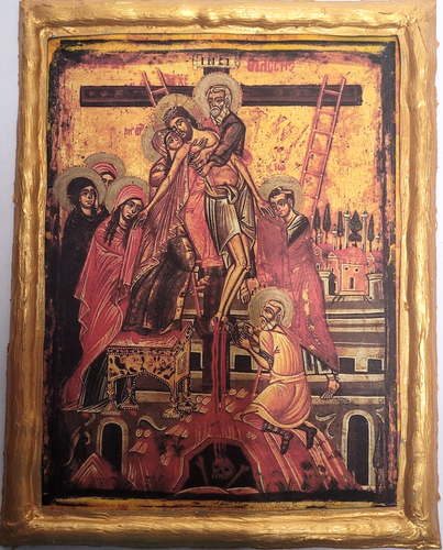 Deposition Entombment of Jesus Christ Byzantine Russian Orthodox Art Icon Plaque - Picture 2 of 7