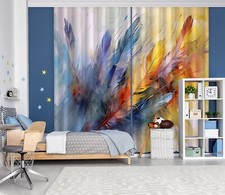 3D Watercolor Feather ZHUA3229 Photo Curtain Window Blockout Fabric Vera 2023