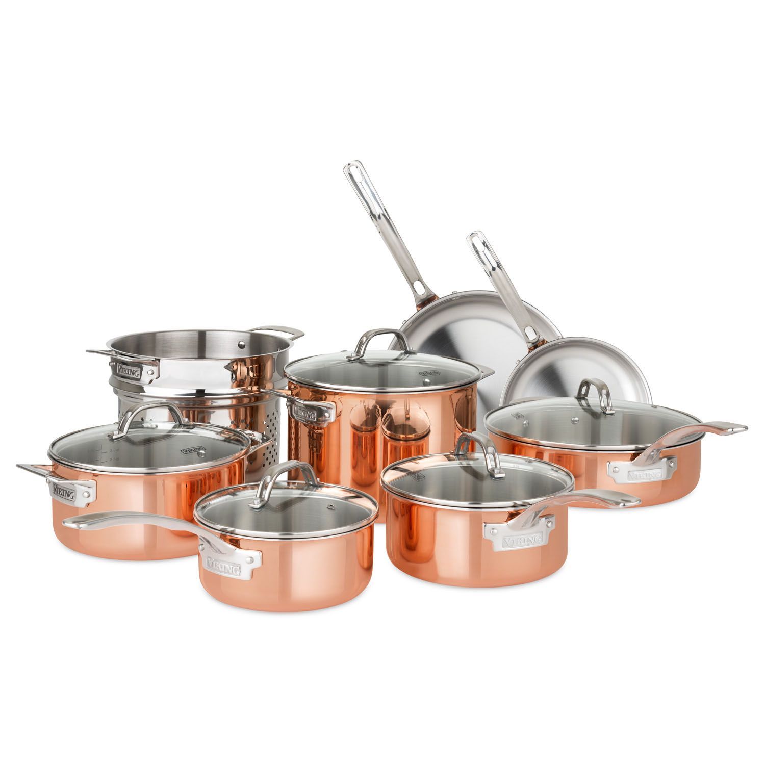 Viking 13-Piece Tri-Ply Copper Cookware Set Viking 13-Piece Tri-Ply Copper Cookware Set