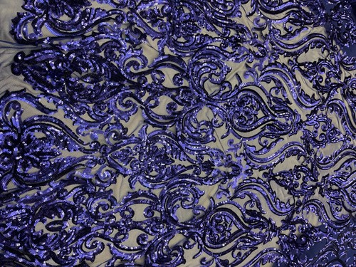 ROYAL BLU paillettes elasticizzate/maglia elastica a 4 vie su paillettes blu reale paillettes da cortile - Foto 4 di 6