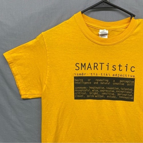 Gildan Smartastic Quote Yellow T-Shirt Boys Size | S - Picture 4 of 11
